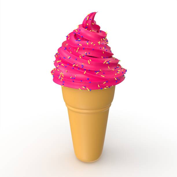 istock 3D rendering of an ice cream cone with sprinkles isolated on a white background 1487937546