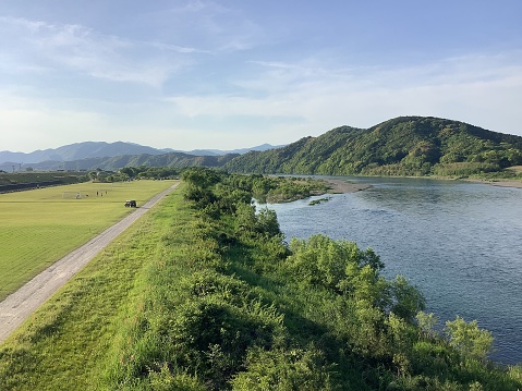 Magnificent nature of Shimanto River seen from near Shimanto Bridge