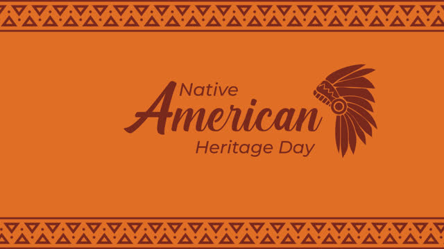 Native American Heritage Day Animation text Handwritten with indian element.