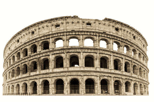 oliseum isolé sur blanc. italie rome . amphithéâtre flavien - flavian amphitheater photos et images de collection