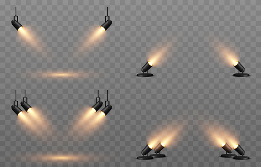 Vector Set Of Light Source Light From A Spotlight Studio Studio ...