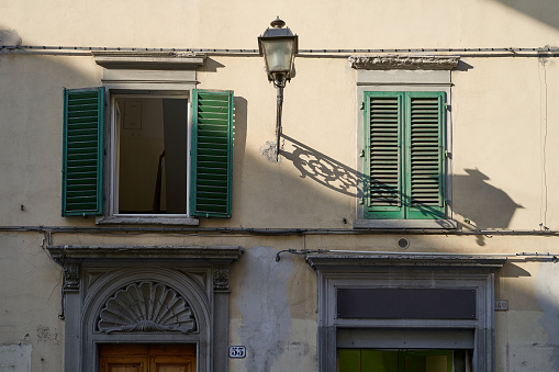 Beautiful architecture details of an old house in Florence, Italy