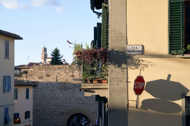 istock Beautiful old balcony with a view in Florence, Italy 1487942031