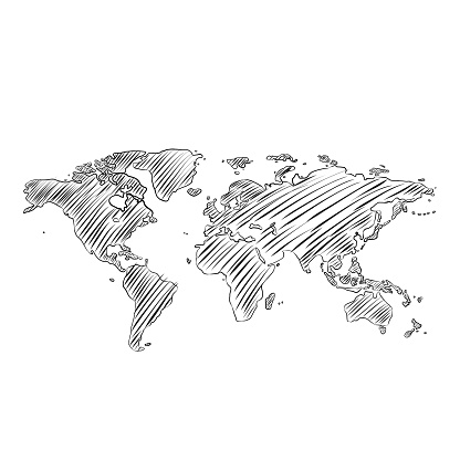 hand drawn vector world map