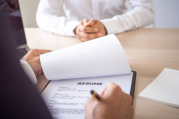 istock Executives are interviewing new employees, based on resumes, work experience and Attitude about working in the company. 1487944941