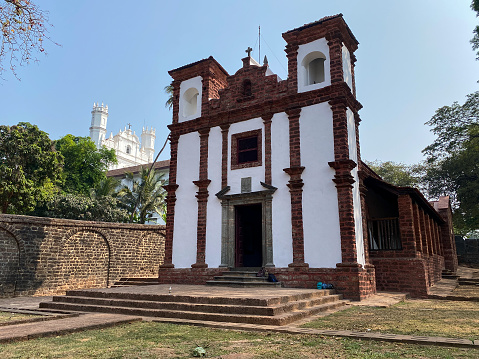 Old Goa, India - January 2023: The Chapel of St. Catherine of Alexandria in the UNESCO Heritage site of Old Goa.