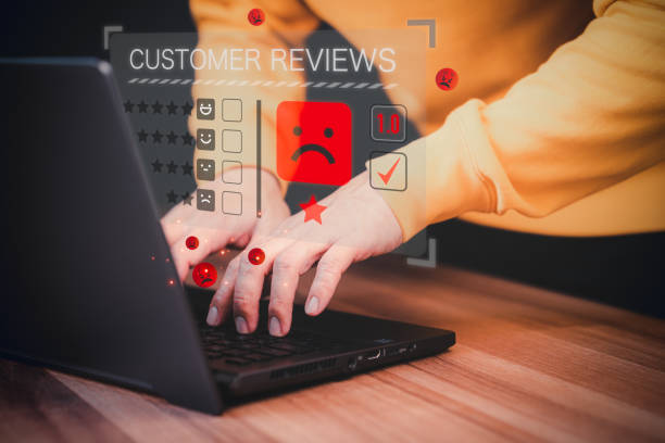 istock Unhappy man client with angry emotion face on virtual screen, Bad review, dislike service and quality, low rating, social media not good. Business service concept of customer experience dissatisfied. 1487948892