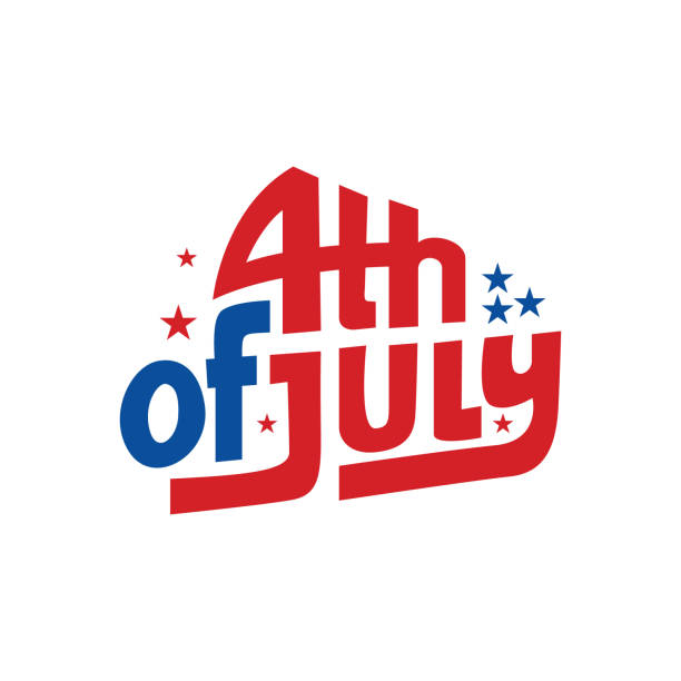 happy 4th of july lettering vector illustration. 4th of july logo on a blue background to celebrate usa independence day worldwide. - fourth of july stock illustrations
