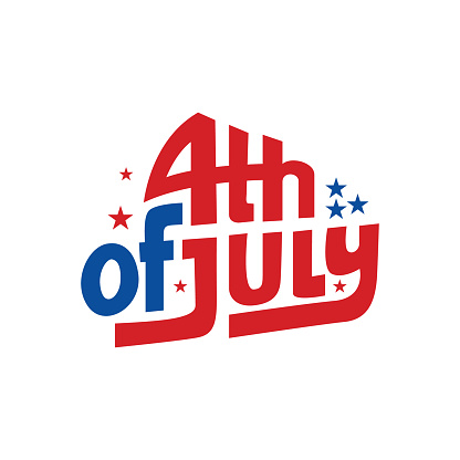 Happy 4th of July lettering vector illustration. 4th of July logo on a blue background to celebrate USA independence day worldwide.