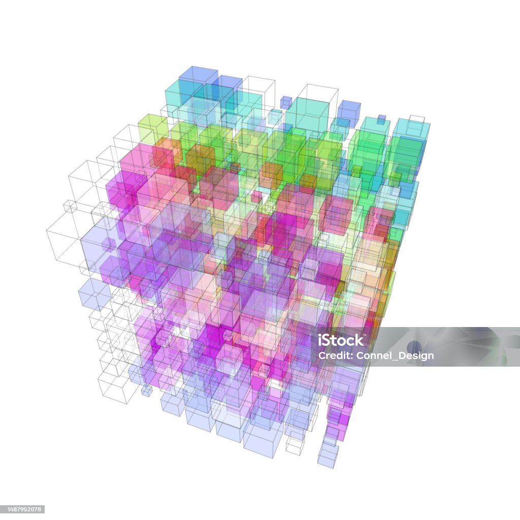 Multicolored 3d Cube Pattern Transparent Stock Illustration - Download ...