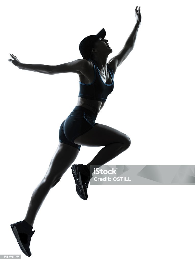 女性ランナージョギングジャンプ - 女性のロイヤリティフリーストックフォト