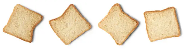 Photo of slice of white bread isolated