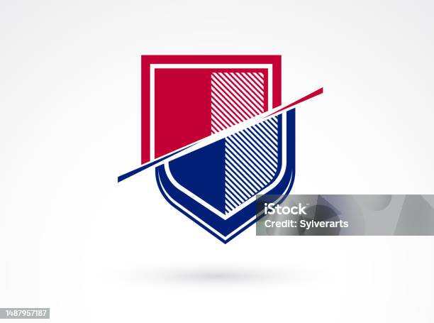Shield Half Part Shield Sliced In Two Parts Vector Symbol Classic Ammo Design Element ...