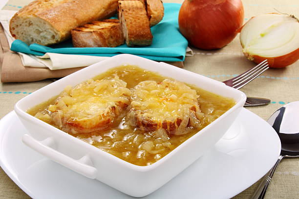 istock Onion soup with croutons. 148795825