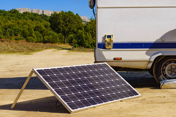 istock Solar photovoltaic panel at camper caravan 1487958504