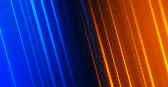 Orange versus blue conflict abstract background glow lines.