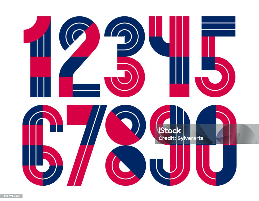 Geometric Numbers Table Geometric Numbers Set Vector Digits Retro 90s Style Trendy Numerals ...