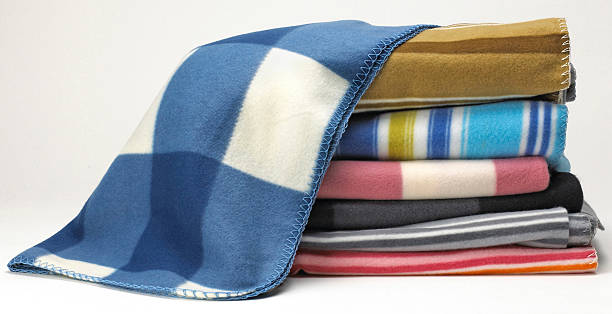 stacked feelce blankets stacked fleece blankets blanket stock pictures, royalty-free photos & images