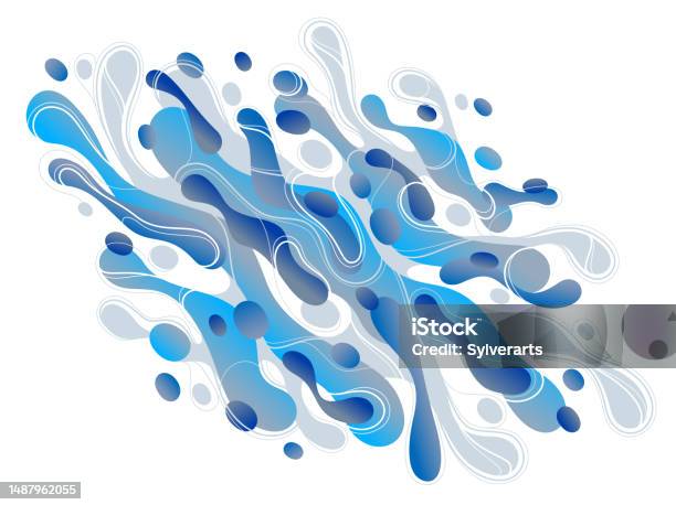 Liquid Changing Shape Fluids Blue Liquid Shapes In Motion Vector Abstract Graphic Design ...