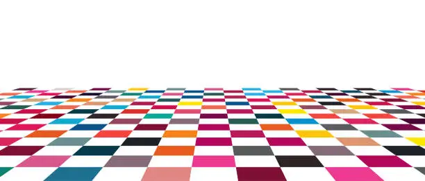 Vector illustration of Vector colorful empty chess checker board textured tiled floor in perspective illustration,Abstract Backgrounds