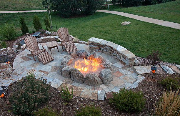 Awesome oval firepit stock photo