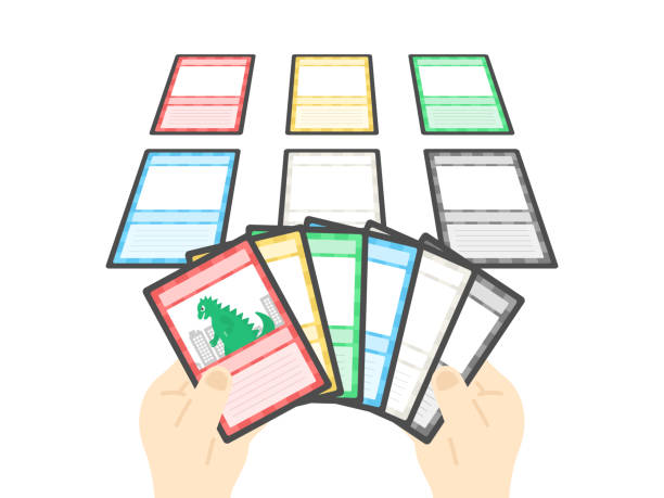 istock Illustration of a person playing a trading card game. 1487966429