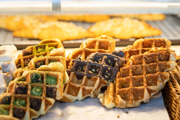 istock Belgian waffle, bakery food. 1487970354