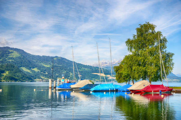 jezioro thun, szwajcaria - switzerland nautical vessel interlaken swiss culture zdjęcia i obrazy z banku zdjęć