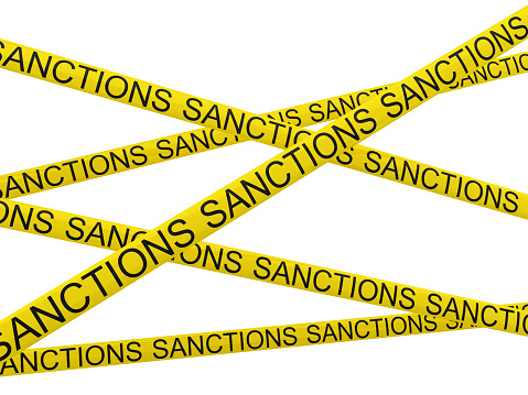 Sanctions line. Digitally generated image isolated on white background