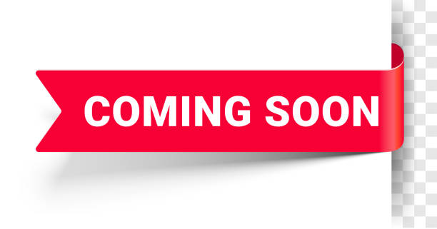 ilustrações de stock, clip art, desenhos animados e ícones de coming soon banner background, new sale or opening label, vector red sign. coming soon ribbon for new product arrival or store promotion - 2127
