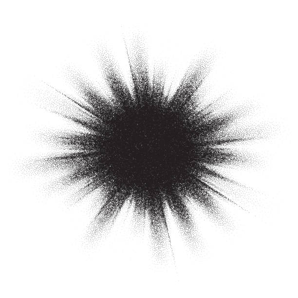 illustrations, cliparts, dessins animés et icônes de éclaboussure de grain de bruit, points pointilleux ou pulvérisation de points granuleux, explosion de paillettes noires vectorielles. dispersion de pulvérisation de bruit granuleux avec gradient pointillé de poussière pointillée - stochastic