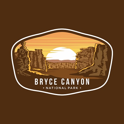 Bryce Canyon National Park emblem patch icon illustration