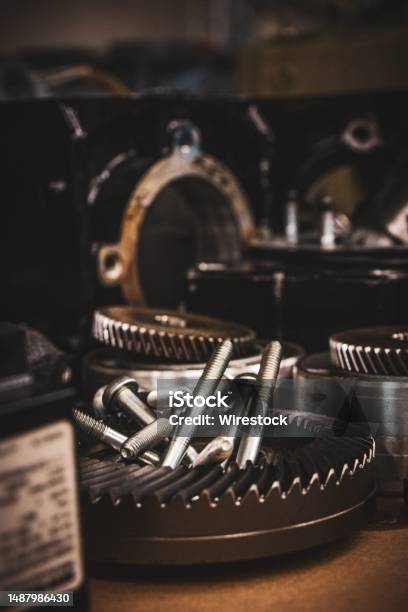 Closeup Shot Of Various Industrial Pieces Used For Making Engines For Cars Stock Photo - Download Image Now