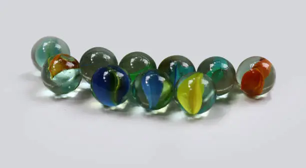 Marble glass ten colorful marbles different types glassy good looking