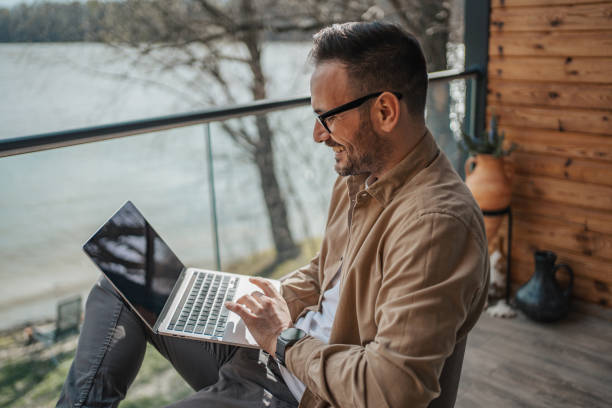 istock One feels calm, productive and satisfied while working online from their cottage 1487989206