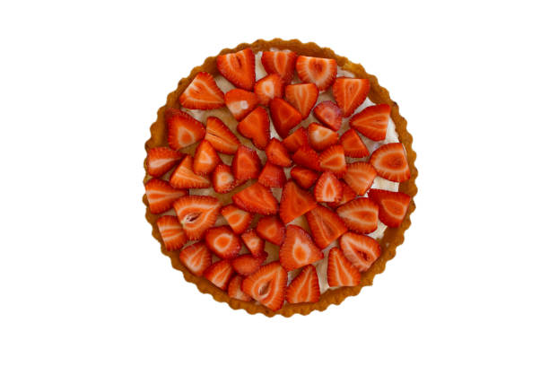 istock Strawberry pie isolated on white background 1487993157