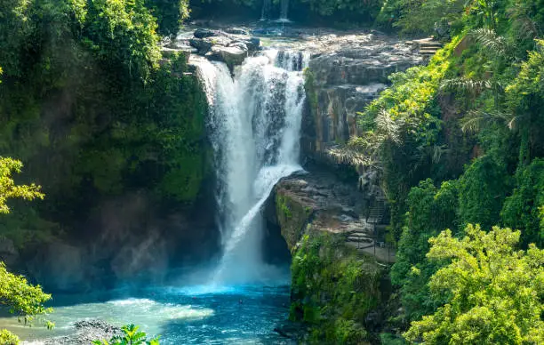 Photo of Tegenungan Waterfall on the Petanu River, Kemenuh Village, Gianyar Regency, north of Ubud, Bali, Indonesia