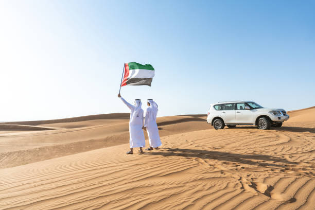 istock Two middle-eastern emirati men wearing arab kandura bonding in the desert 1487997665