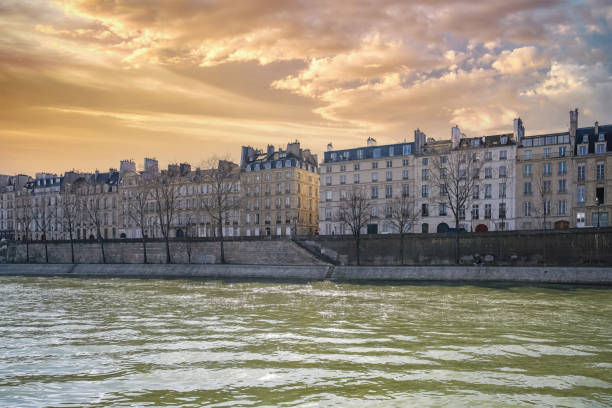 Paris, ile saint-louis and quai de Bourbon, on the Seine, beautiful ancient buildings