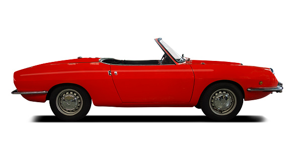 red classic convertible sports car isolated on white background.