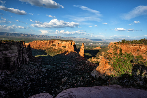 Independence Monument, a well-known and distinctive rock formation, is a beloved landmark in the Colorado National Monument near Grand Junction, Colorado.