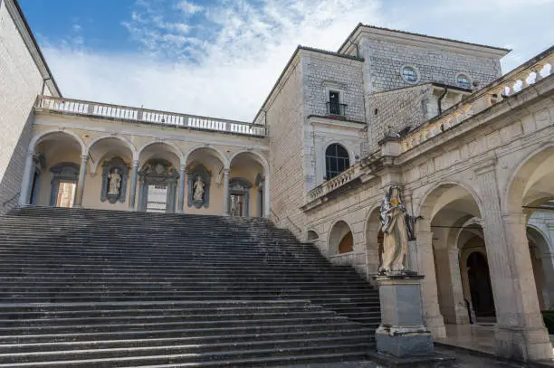 The abbey of Montecassino is a Benedictine monastery located on the top of Montecassino, in Lazio. It is the oldest monastery in Italy together with the monastery of Santa Scolastica.