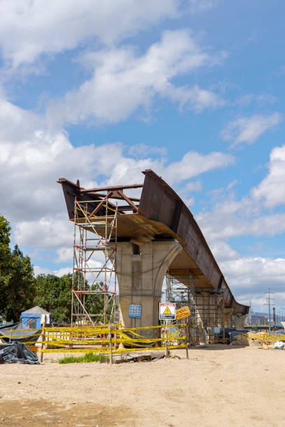 istock Vehicular bridge under construction at Carrera 68 with 26th street (Bogota - Colombia). infrastructure concept. 1488011674