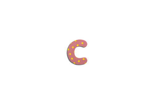 Alphabet letter C on a white background. Top view, flat lay.