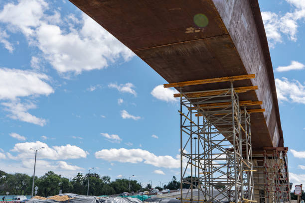 istock Vehicular bridge under construction at Carrera 68 with 26th street (Bogota - Colombia). infrastructure concept. 1488012347