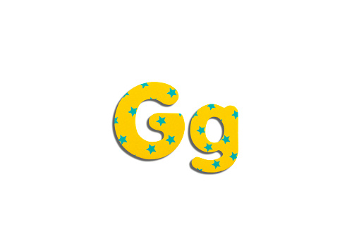 Alphabet letter G on a white isolated background. Top view, flat lay.