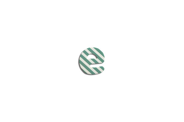 istock Alphabet letter E on a white isolated background. Top view, flat lay 1488012868