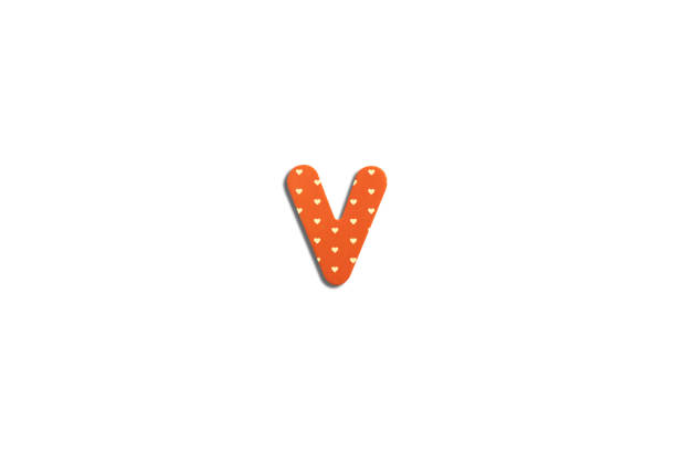 istock Alphabet letter V on a white isolated background. Top view, flat lay 1488013022
