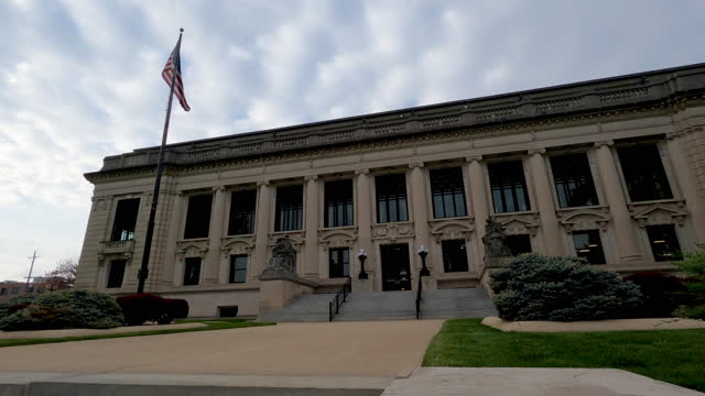 Front View of the Illinois Supreme Courthouse Building with American Flag