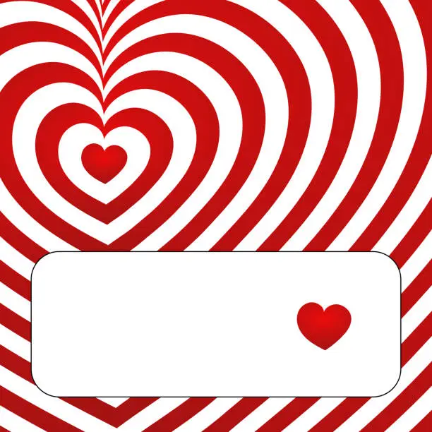 Vector illustration of Vector graphic with a red and white striped heart and free space for text.